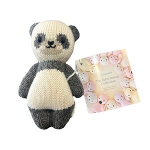 Cuddle + Kind Small Panda Bear Knit Plush Baby Lovey Small 7"